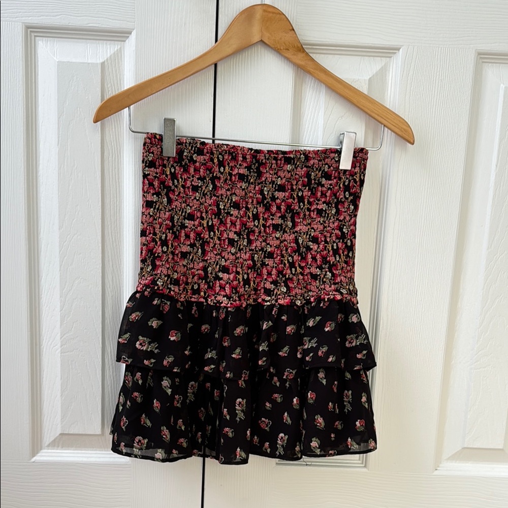Pink and Black Tiered Bubble Mini Skirt for Night Out